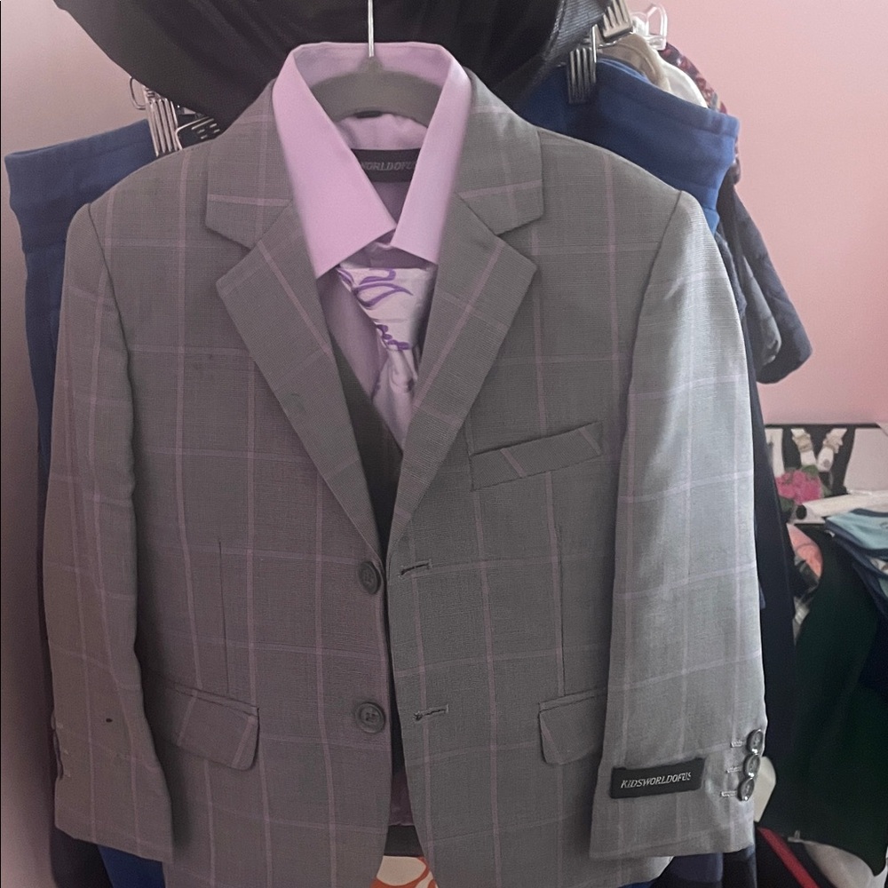 Men's Gray Checkered Suit by [Brand]